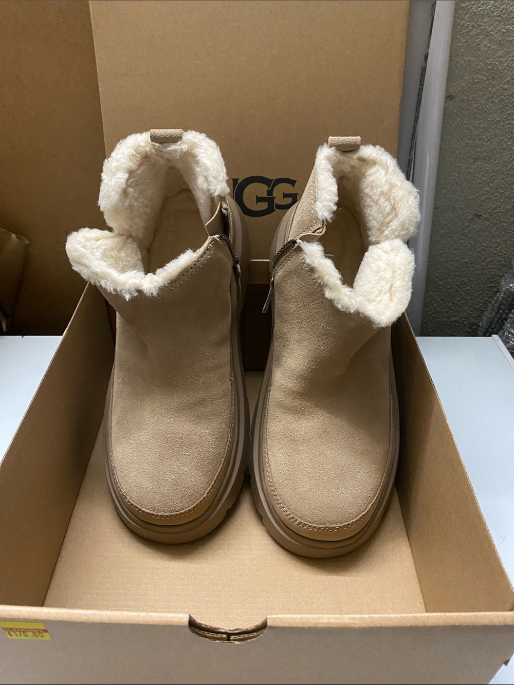 UGG Women's Chestnut/Tan Suede Shearling-Lined Ankle Slippers